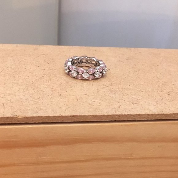 Sterling Silver and CZ encrusted eternity band - Picture 1 of 6